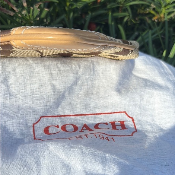 Coach Tan and Brown Signature Wristlet w/ mini Dustbag - Picture 5 of 9
